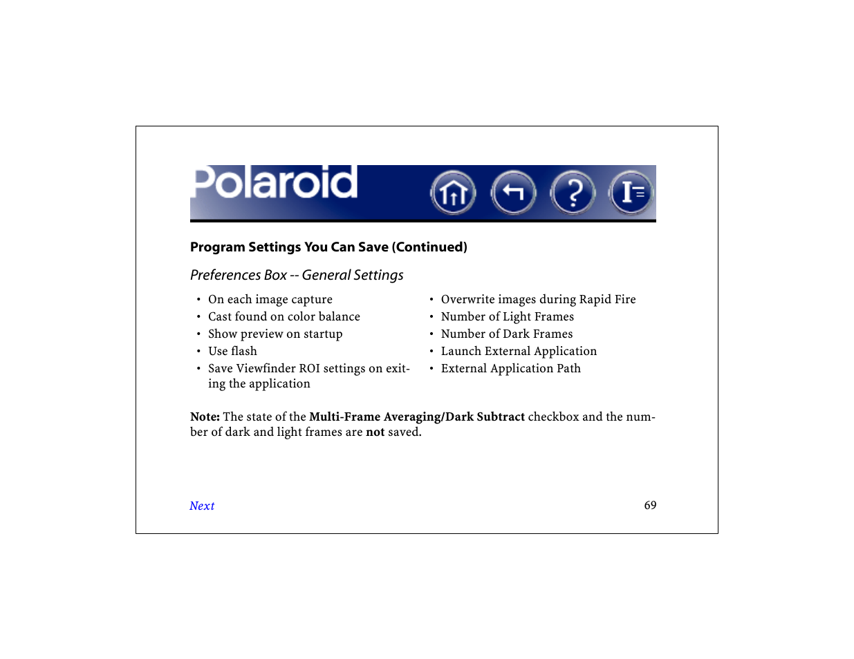 Next | Polaroid DCM 2 Online User Manual | Page 70 / 153