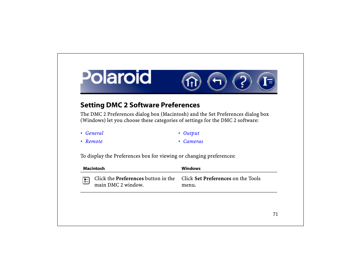 Setting dmc 2 software preferences | Polaroid DCM 2 Online User Manual | Page 72 / 153