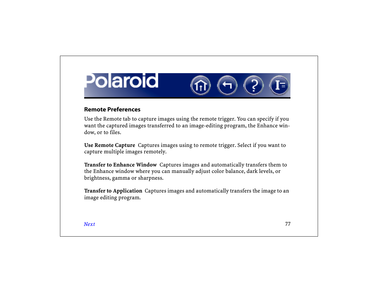 Remote preferences, Remote | Polaroid DCM 2 Online User Manual | Page 78 / 153