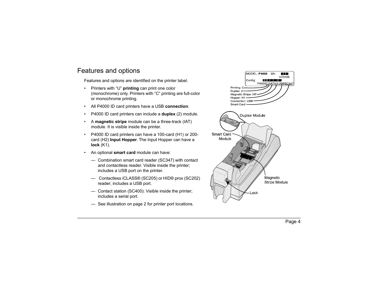 Features and options | Polaroid P4000 User Manual | Page 7 / 30