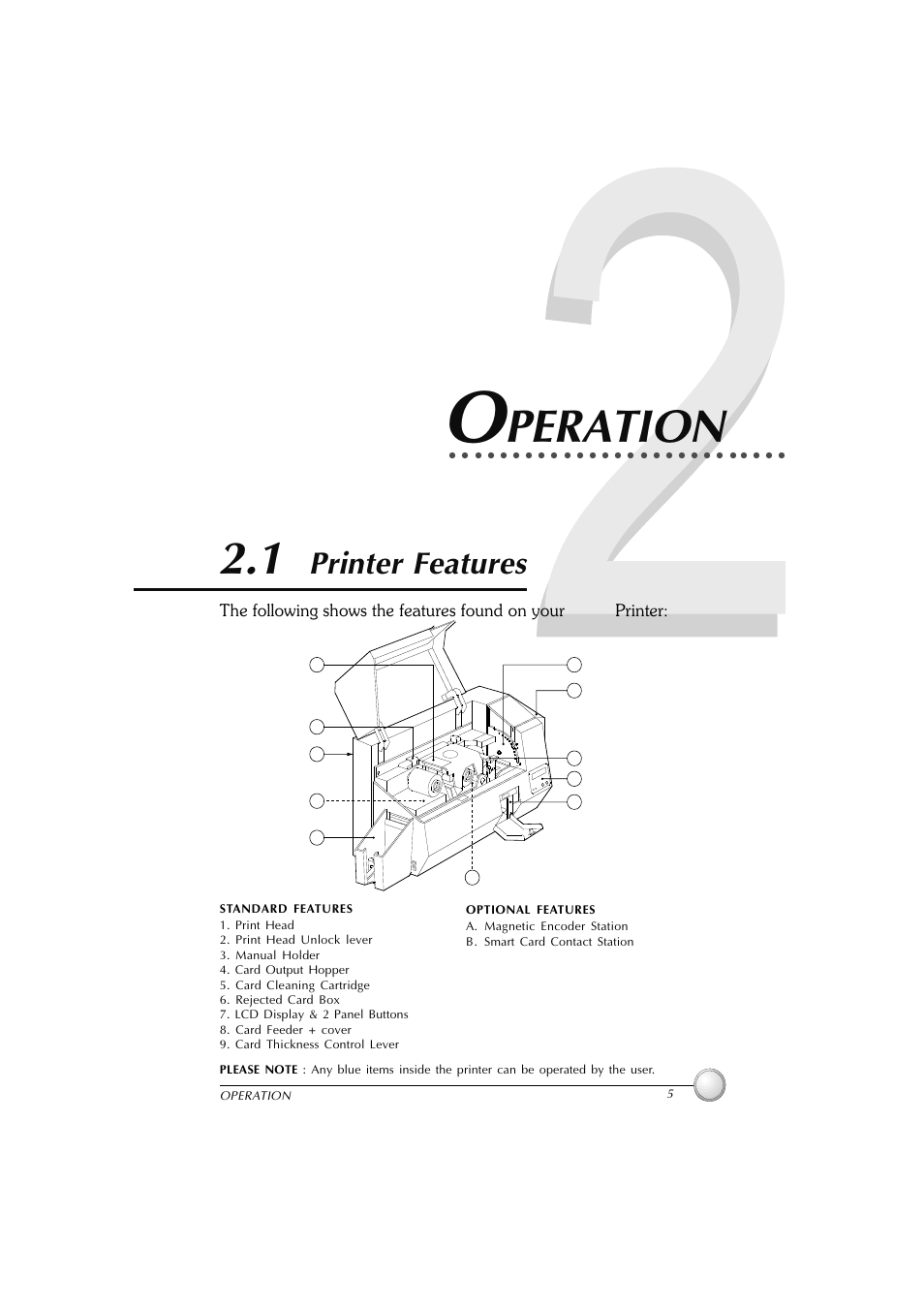 2 operation, 1 printer features, Peration | Printer features | Polaroid P100 User Manual | Page 12 / 52