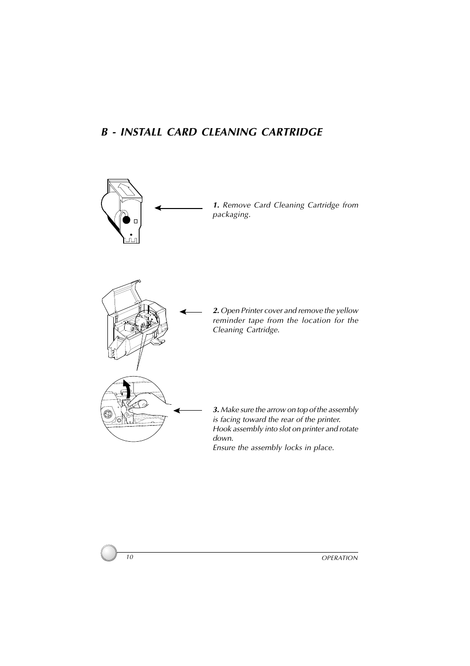 B - install card cleaning cartridge | Polaroid P100 User Manual | Page 17 / 52