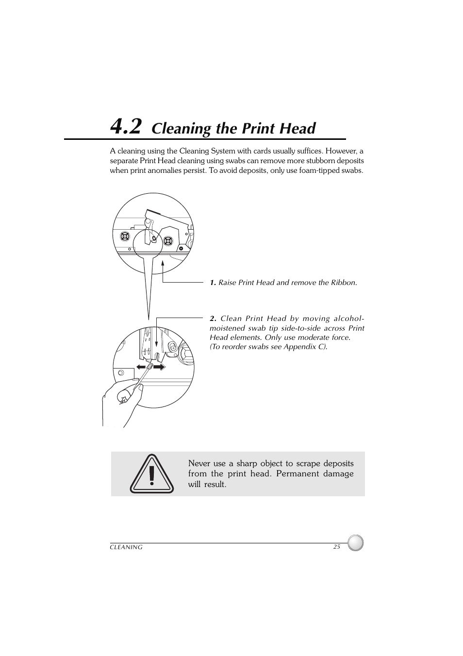2 cleaning the print head, Cleaning the print head | Polaroid P100 User Manual | Page 32 / 52