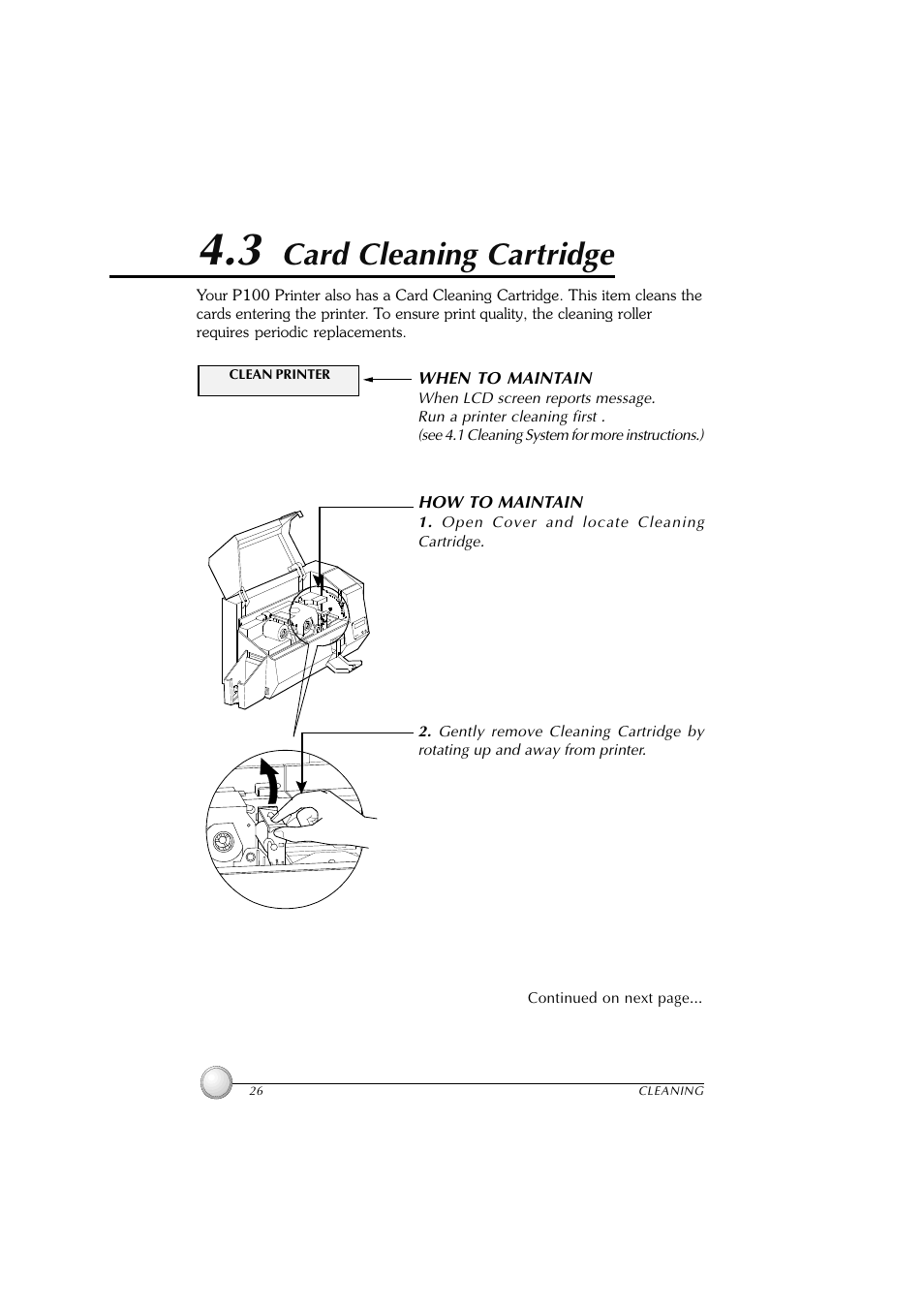 3 card cleaning cartridge, Card cleaning cartridge | Polaroid P100 User Manual | Page 33 / 52