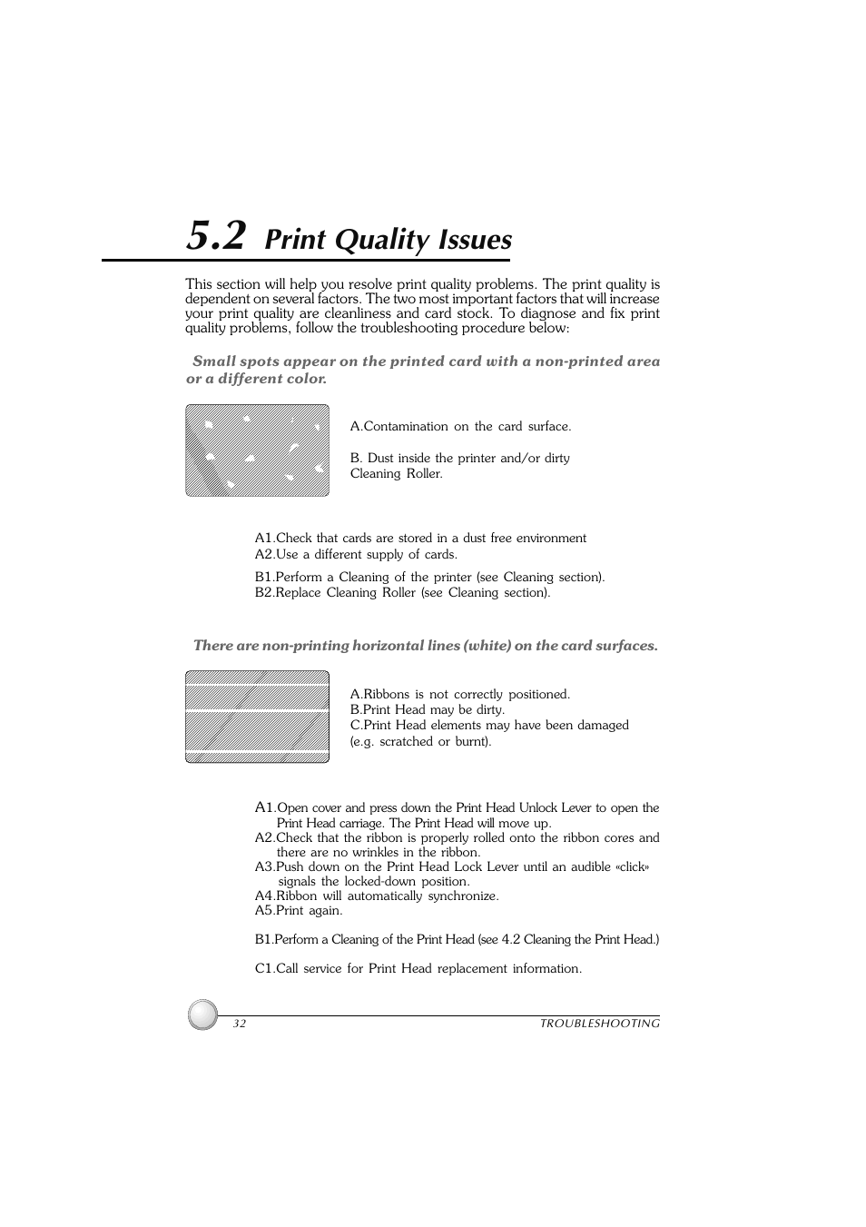 2 print quality issues, Print quality issues | Polaroid P100 User Manual | Page 38 / 52