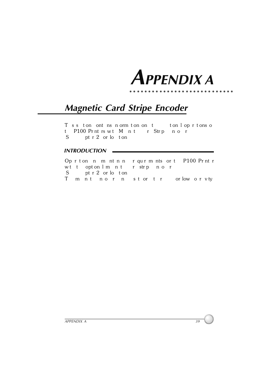Appendix a, Ppendix a, Magnetic card stripe encoder | Polaroid P100 User Manual | Page 45 / 52
