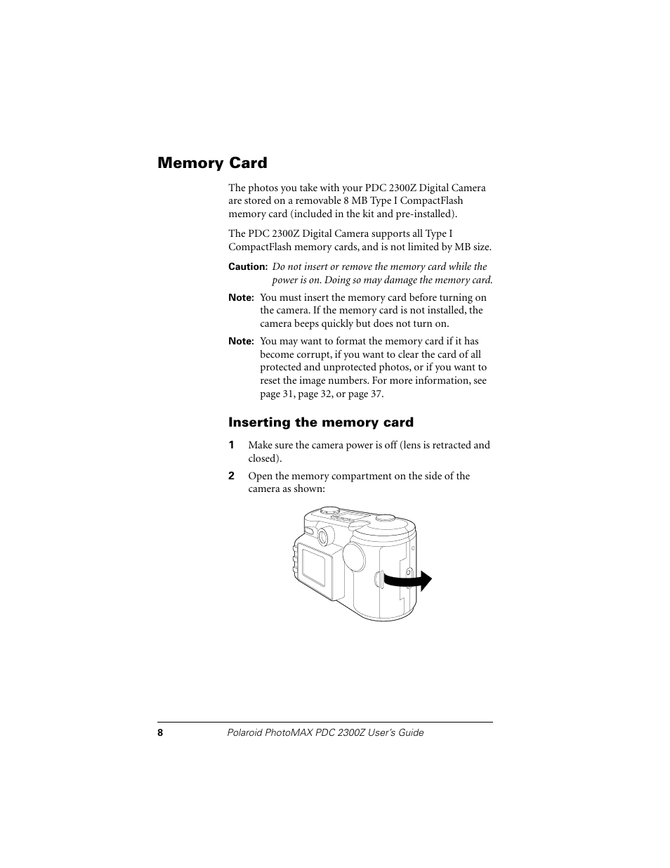 Memory card | Polaroid PDC 2300Z User Manual | Page 12 / 64