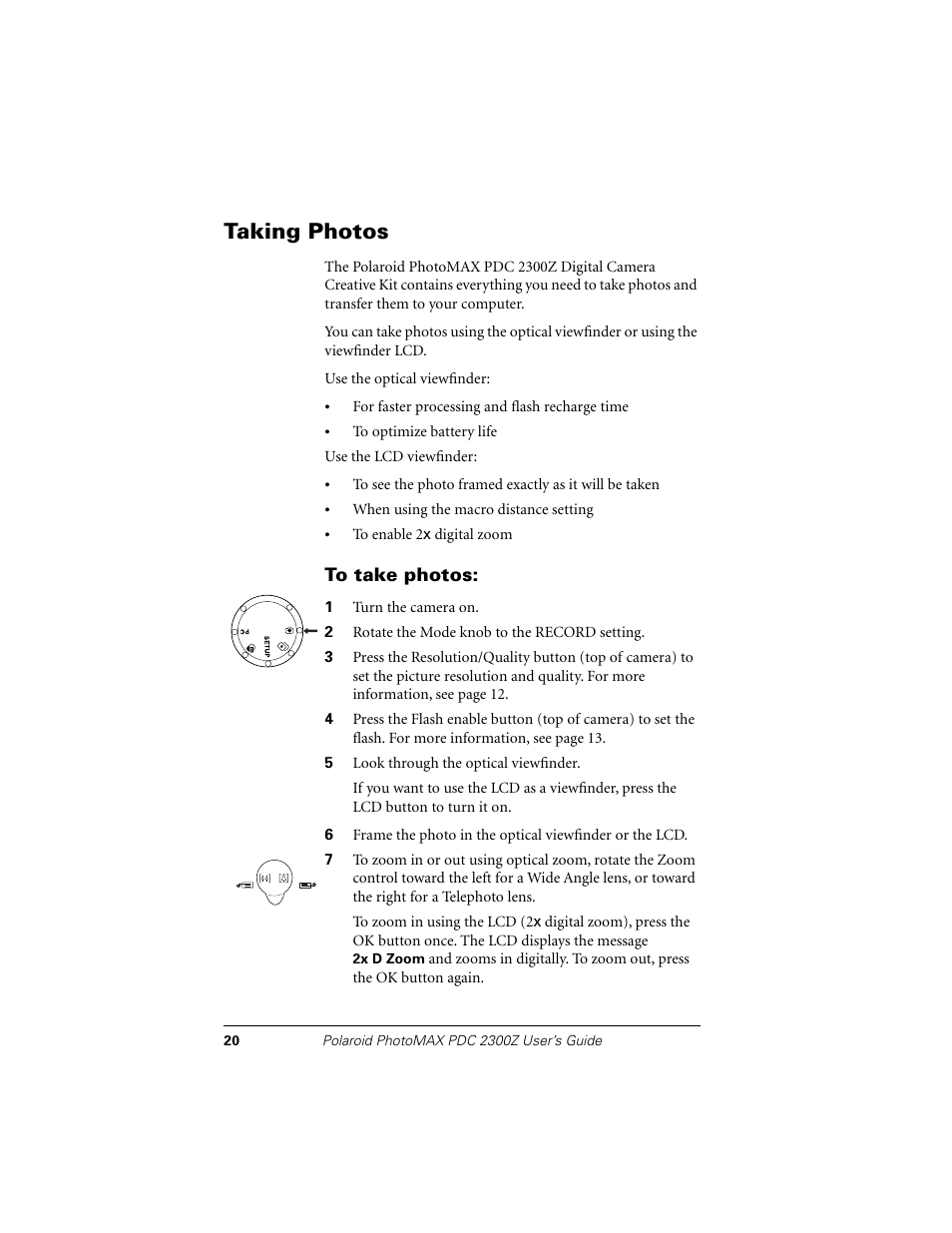 Taking photos | Polaroid PDC 2300Z User Manual | Page 24 / 64