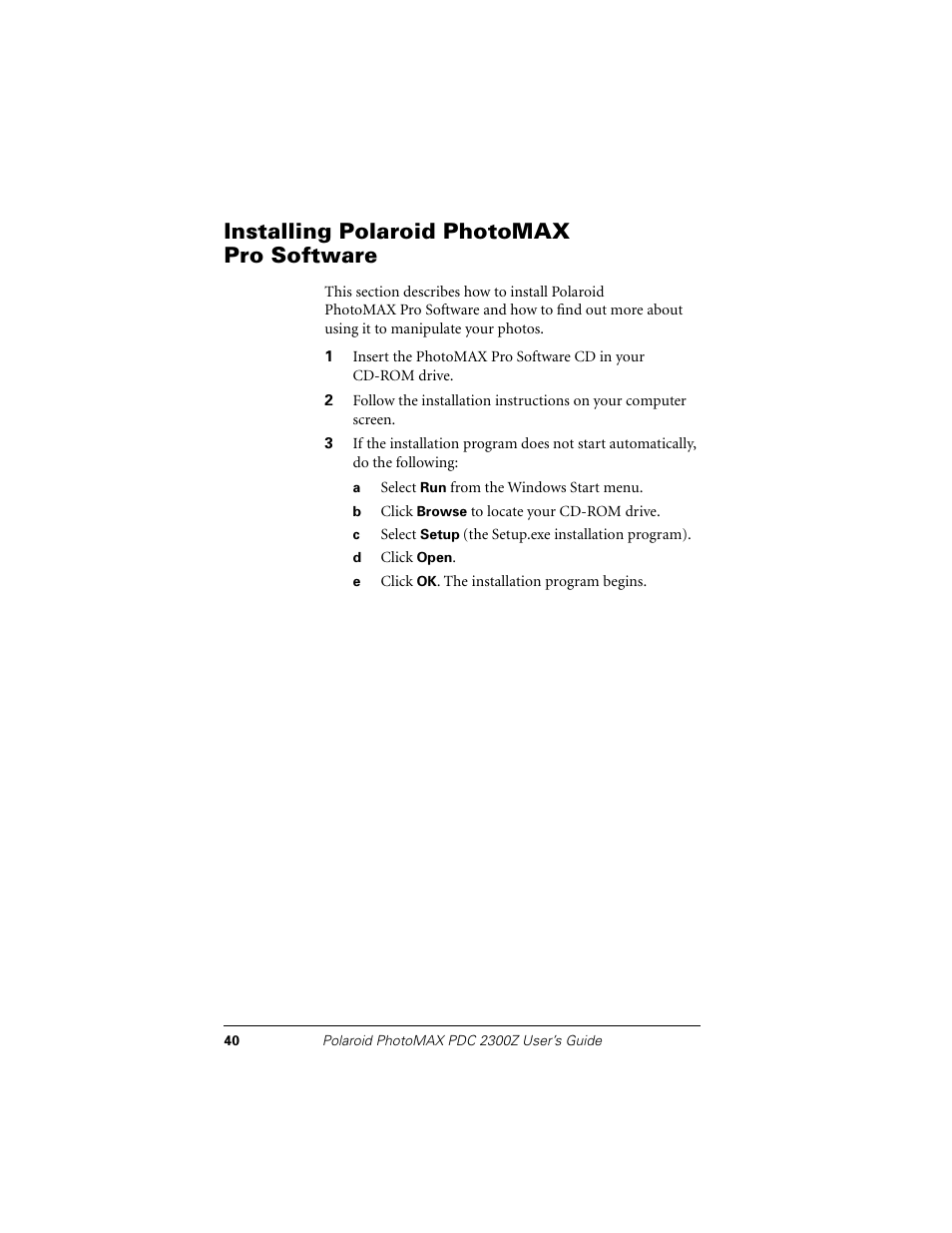 Installing polaroid photomax pro software | Polaroid PDC 2300Z User Manual | Page 44 / 64