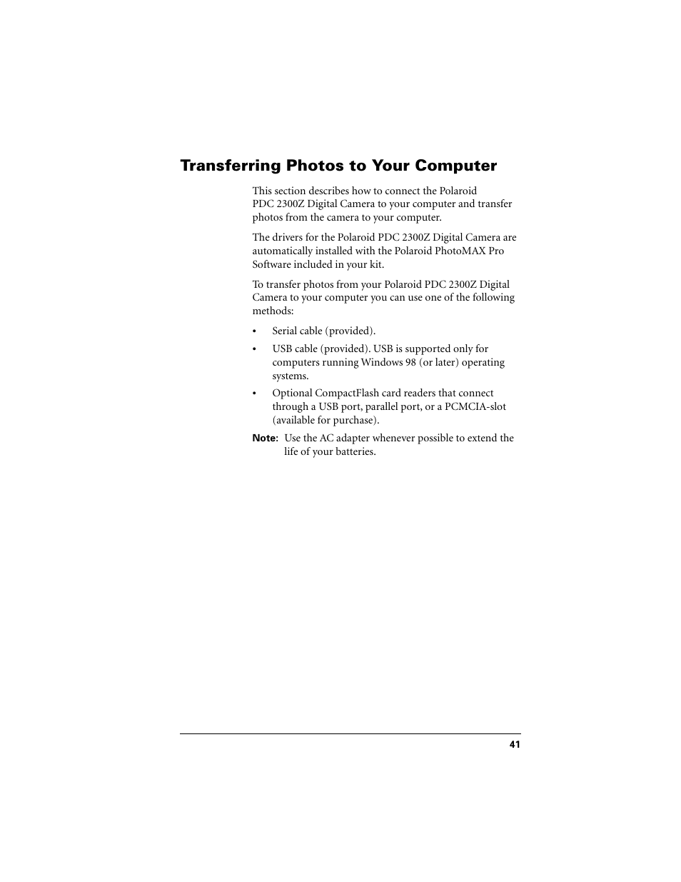 Transferring photos to your computer | Polaroid PDC 2300Z User Manual | Page 45 / 64