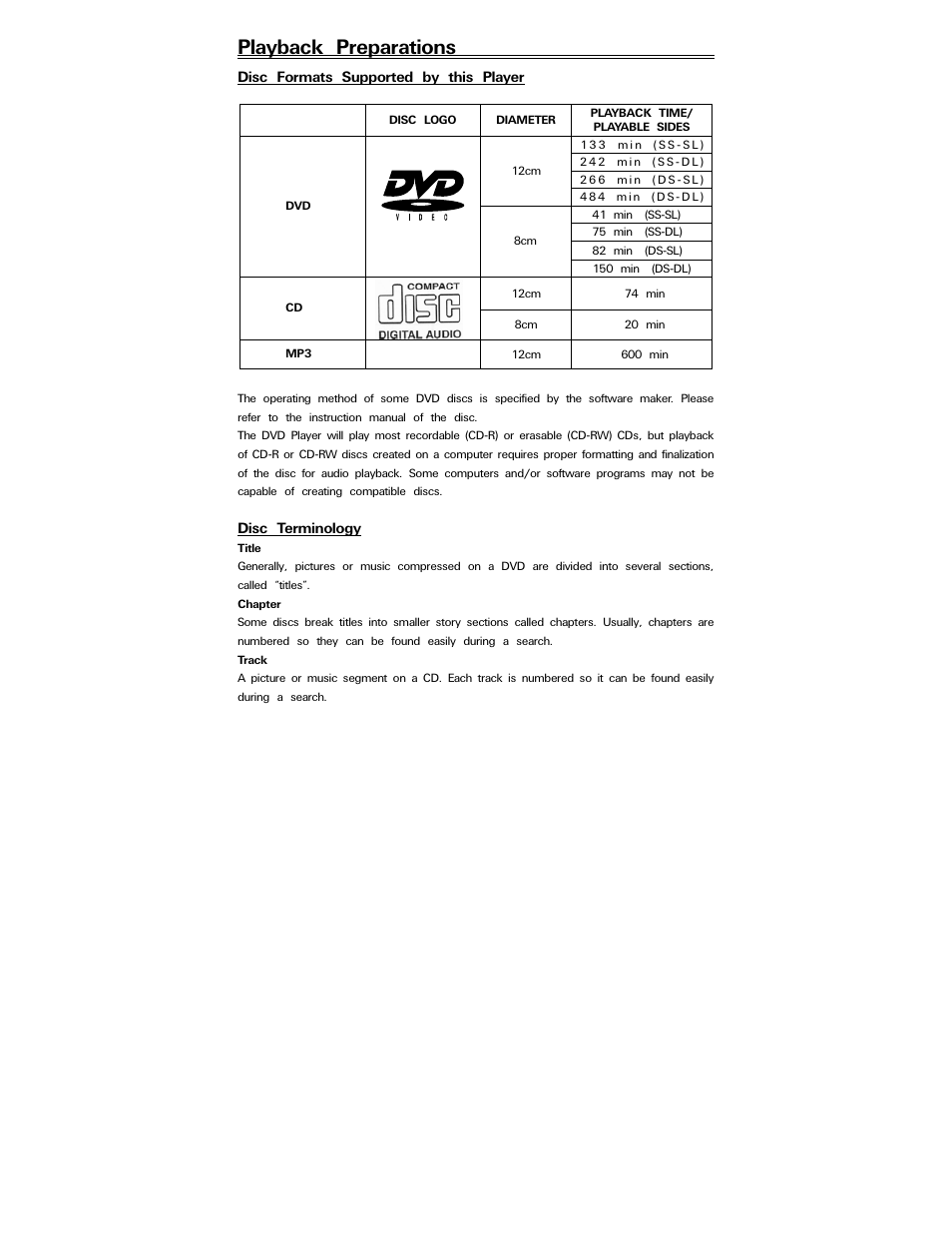 Playback preparations | Polaroid PDV-088PT User Manual | Page 12 / 29