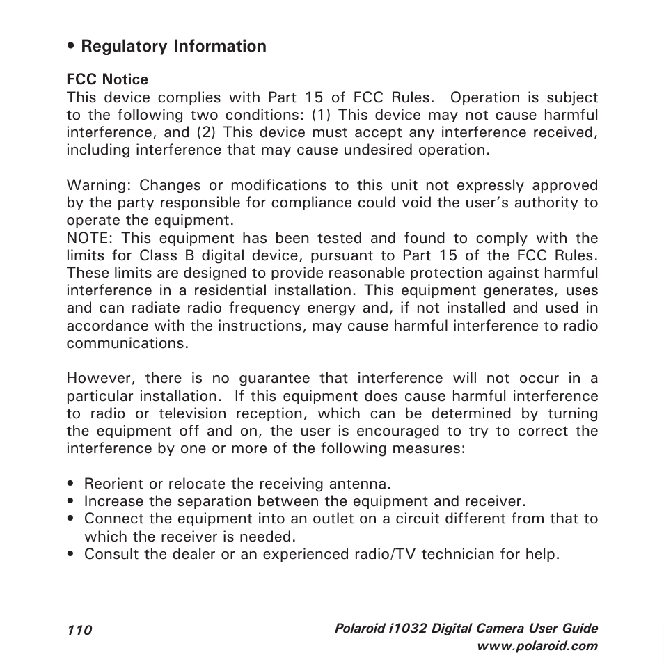 Polaroid i1032 User Manual | Page 110 / 112