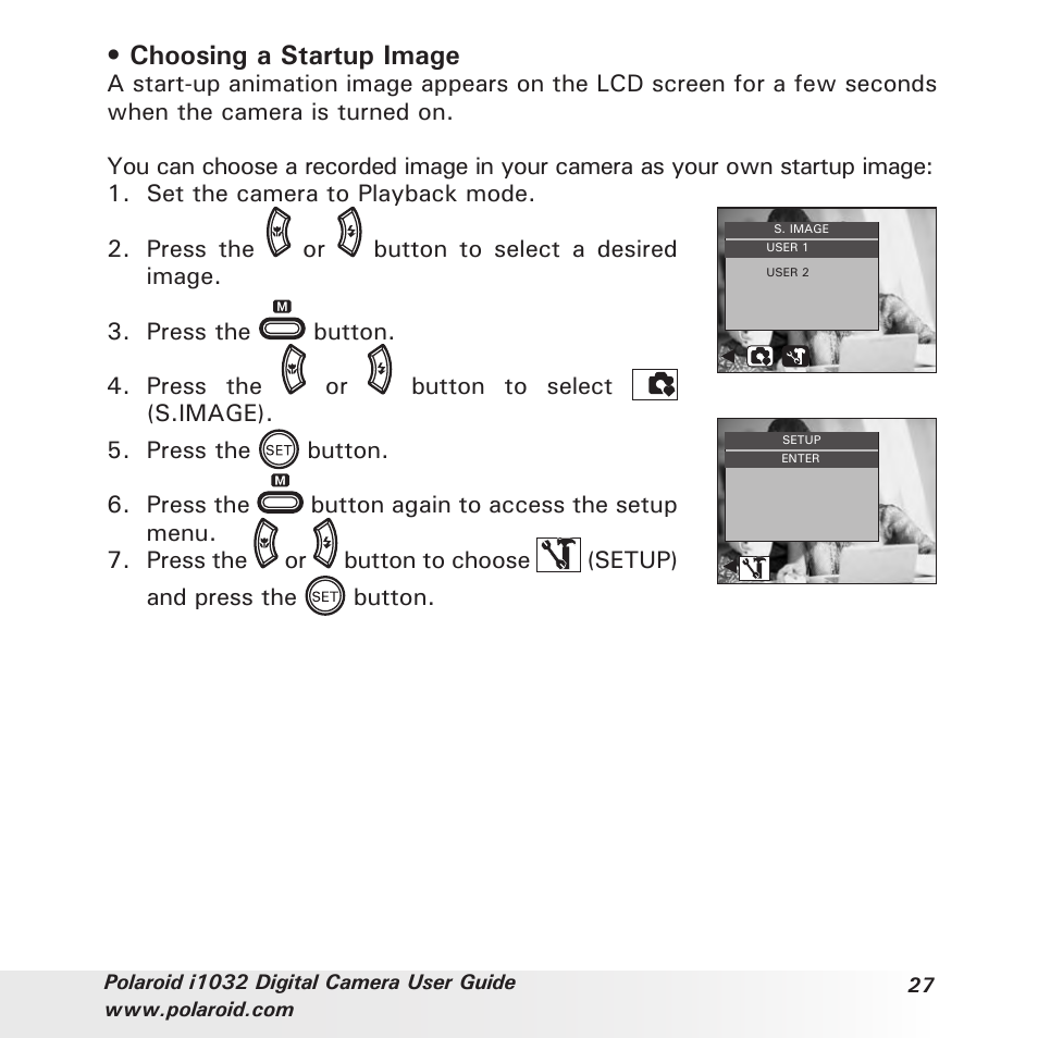 Choosing a startup image | Polaroid i1032 User Manual | Page 27 / 112