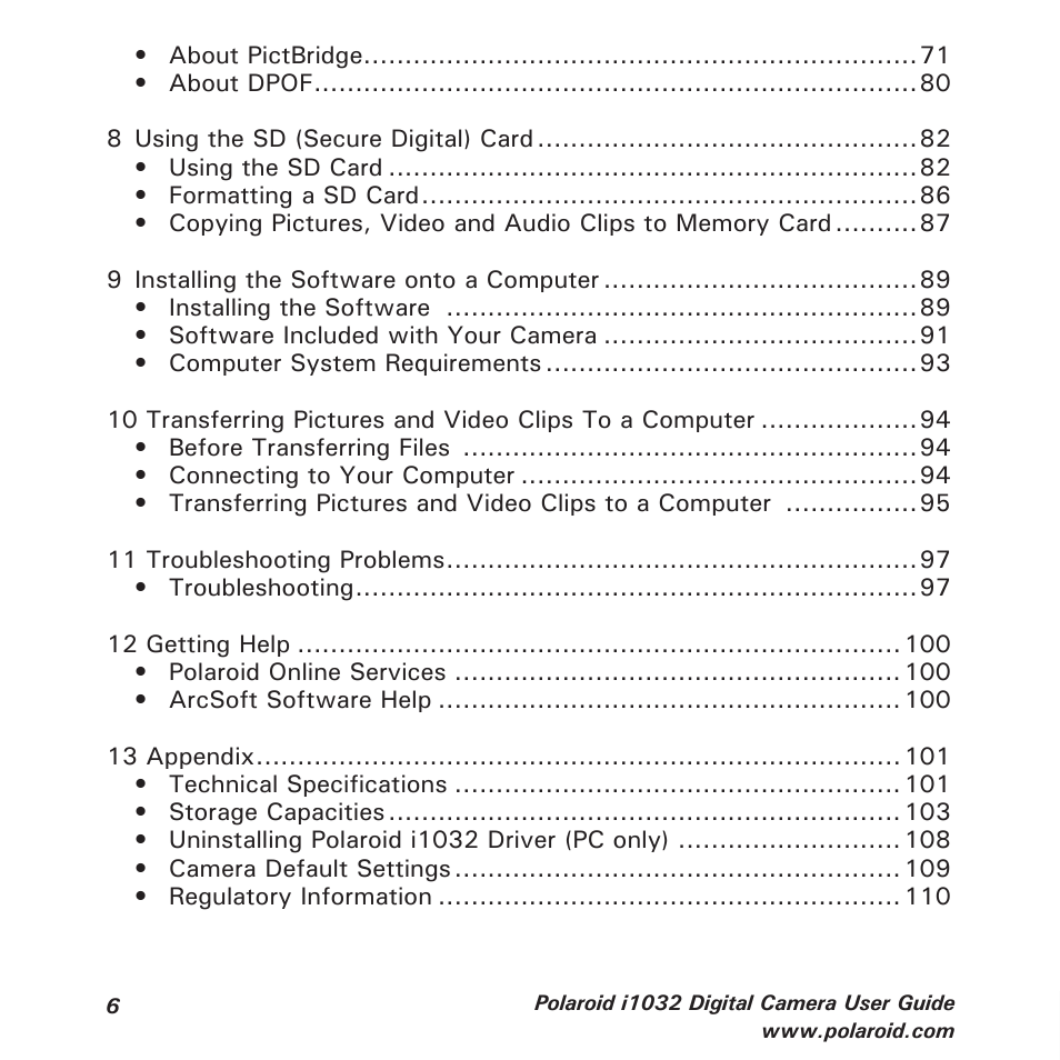 Polaroid i1032 User Manual | Page 6 / 112