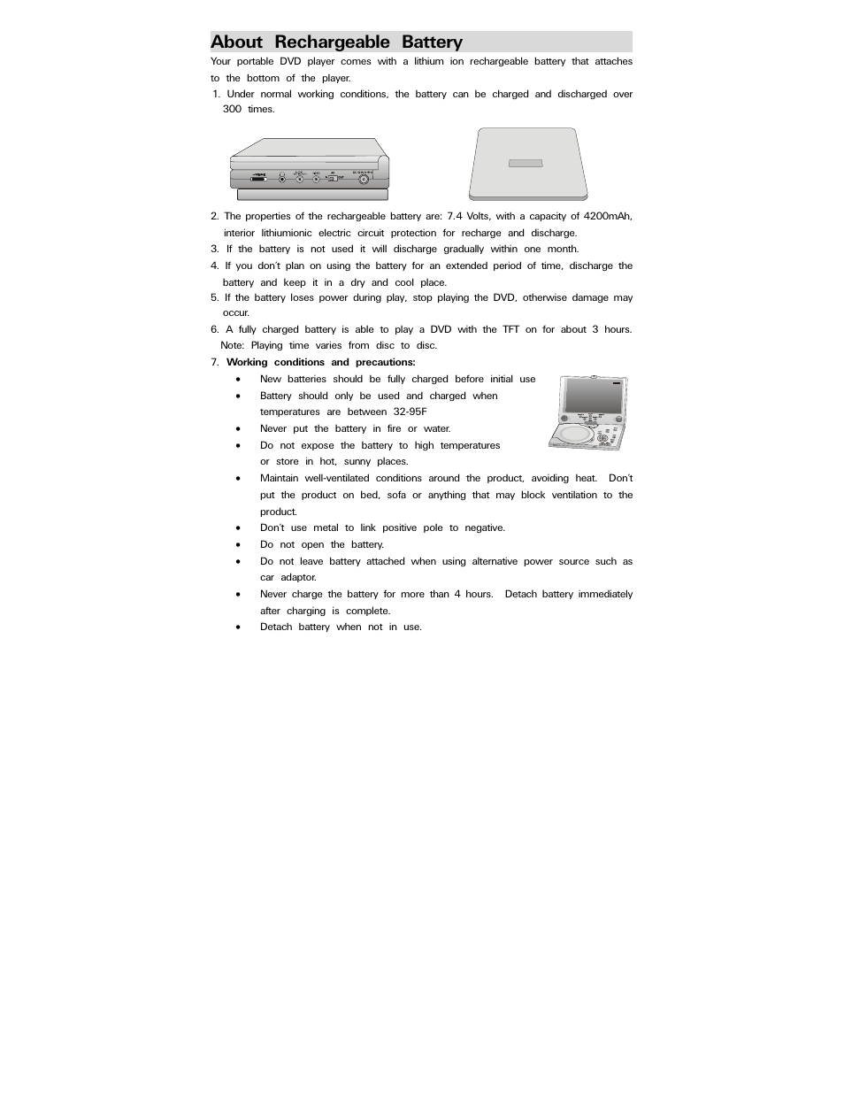 About rechargeable battery | Polaroid PDV-0800 User Manual | Page 26 / 30
