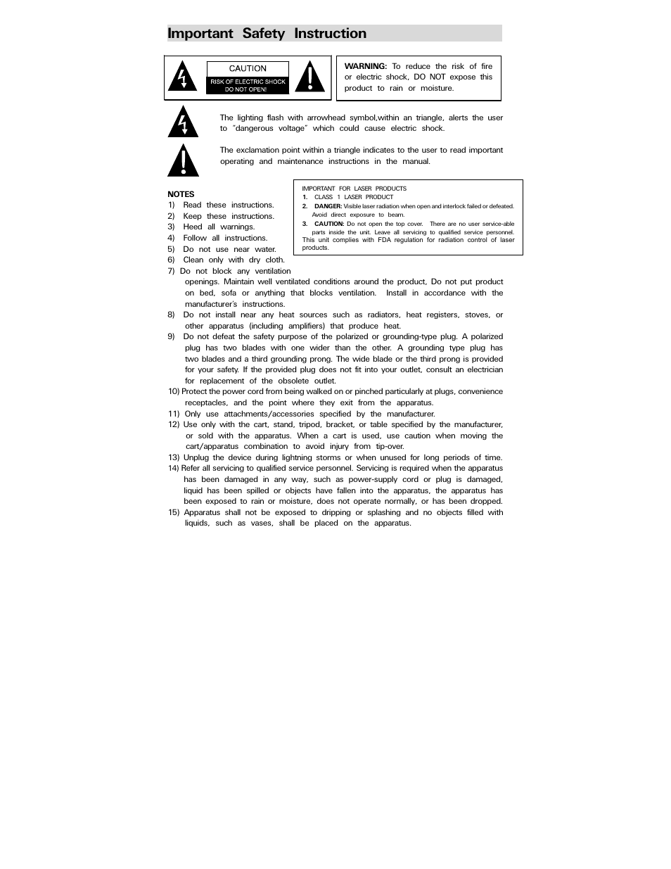 Important safety instruction | Polaroid PDV-0800 User Manual | Page 3 / 30