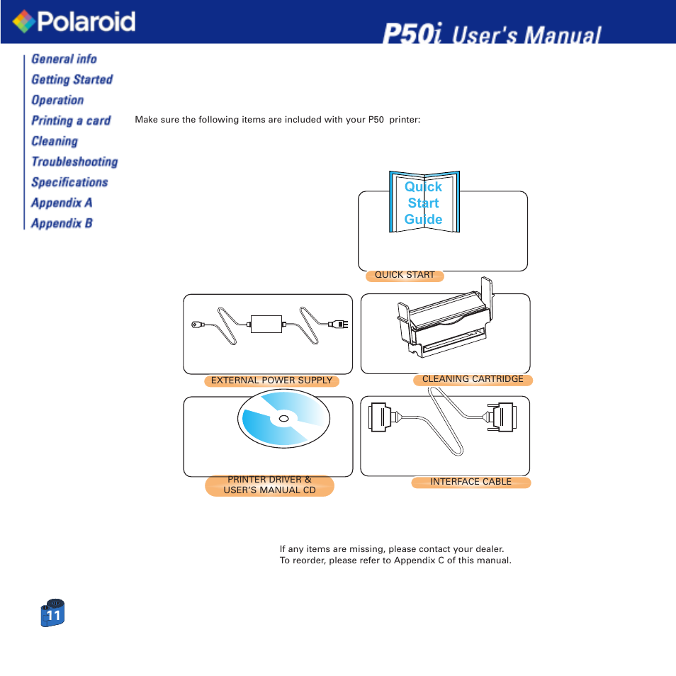 Quick start guide | Polaroid Printer P50i User Manual | Page 11 / 42