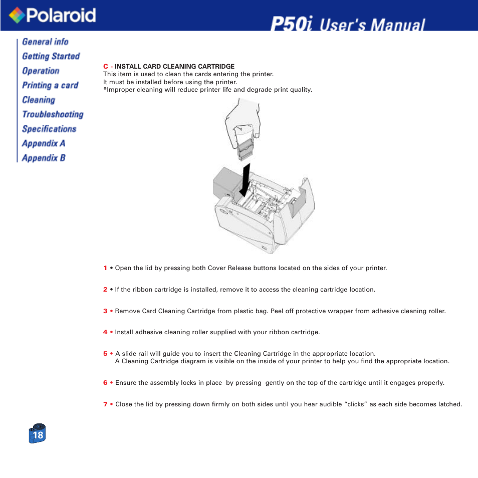 Polaroid Printer P50i User Manual | Page 18 / 42