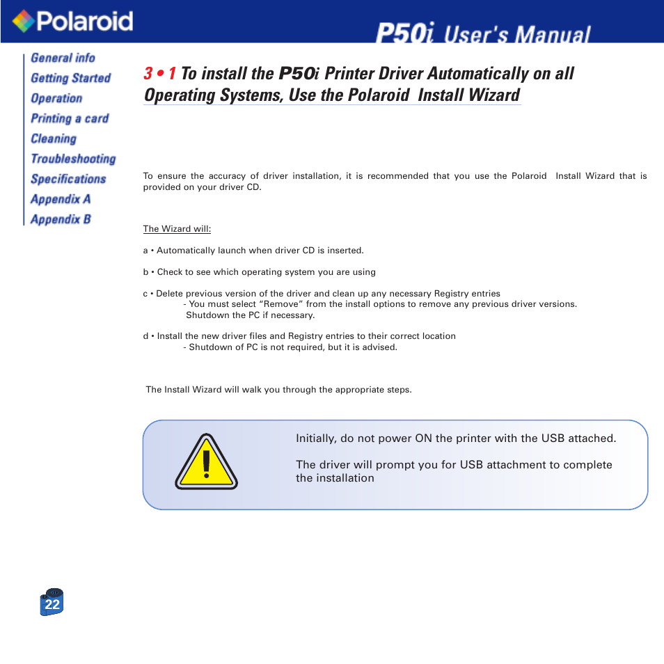 Polaroid Printer P50i User Manual | Page 22 / 42