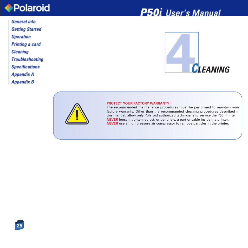 Polaroid Printer P50i User Manual | Page 25 / 42