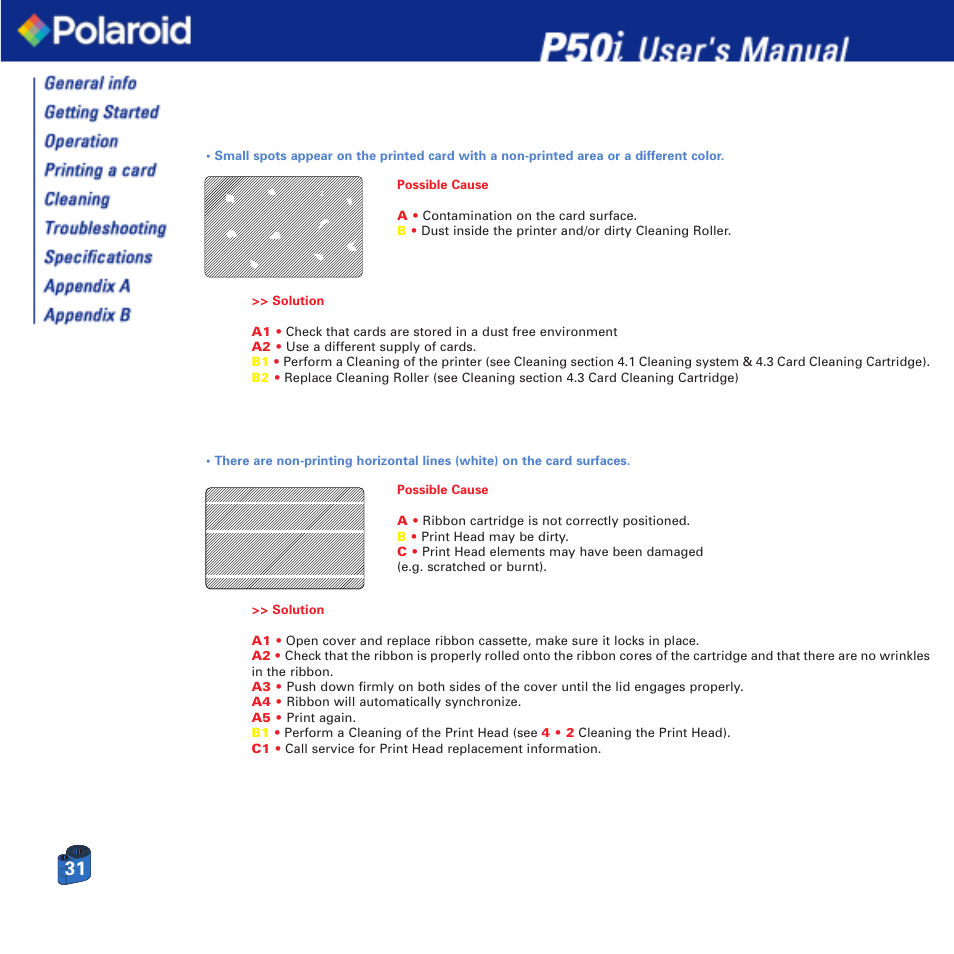 Polaroid Printer P50i User Manual | Page 31 / 42