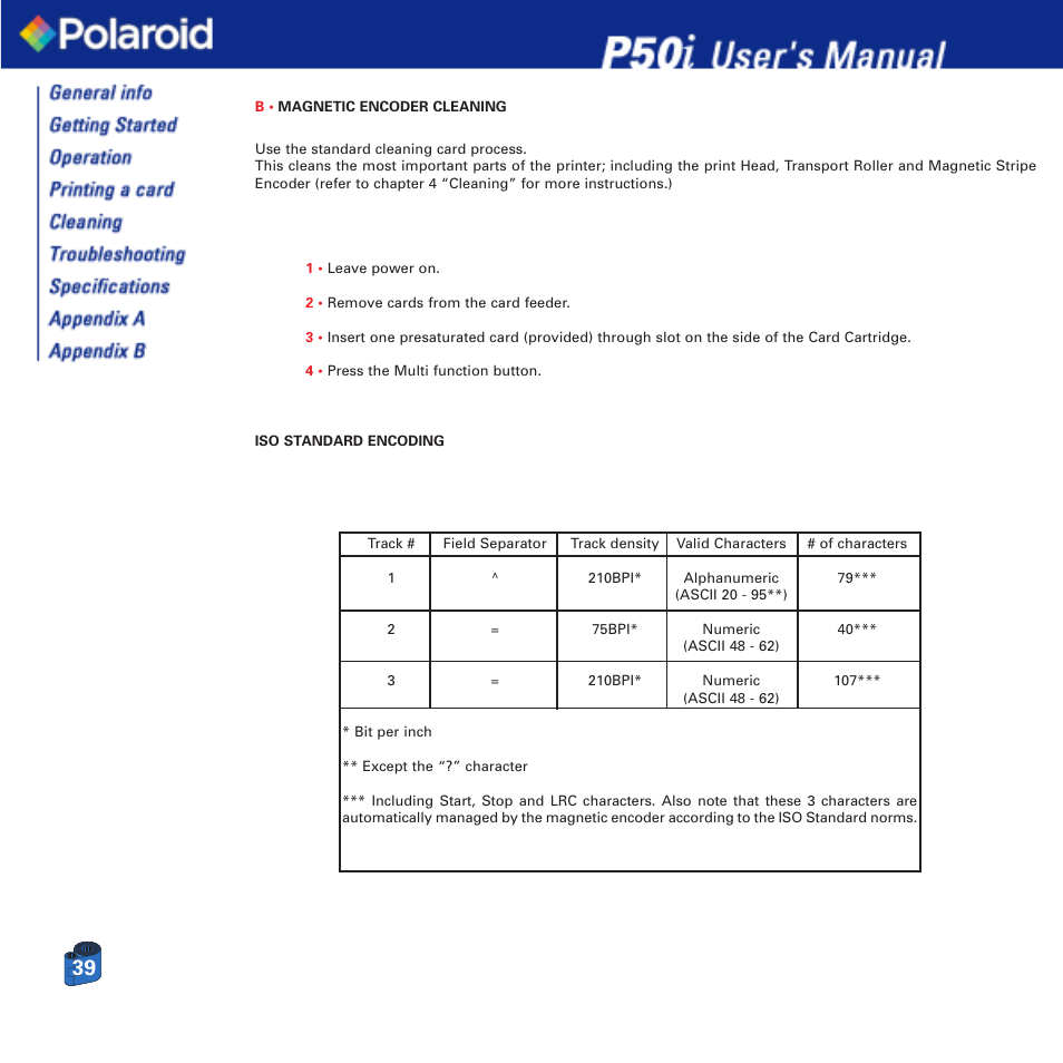 Polaroid Printer P50i User Manual | Page 39 / 42