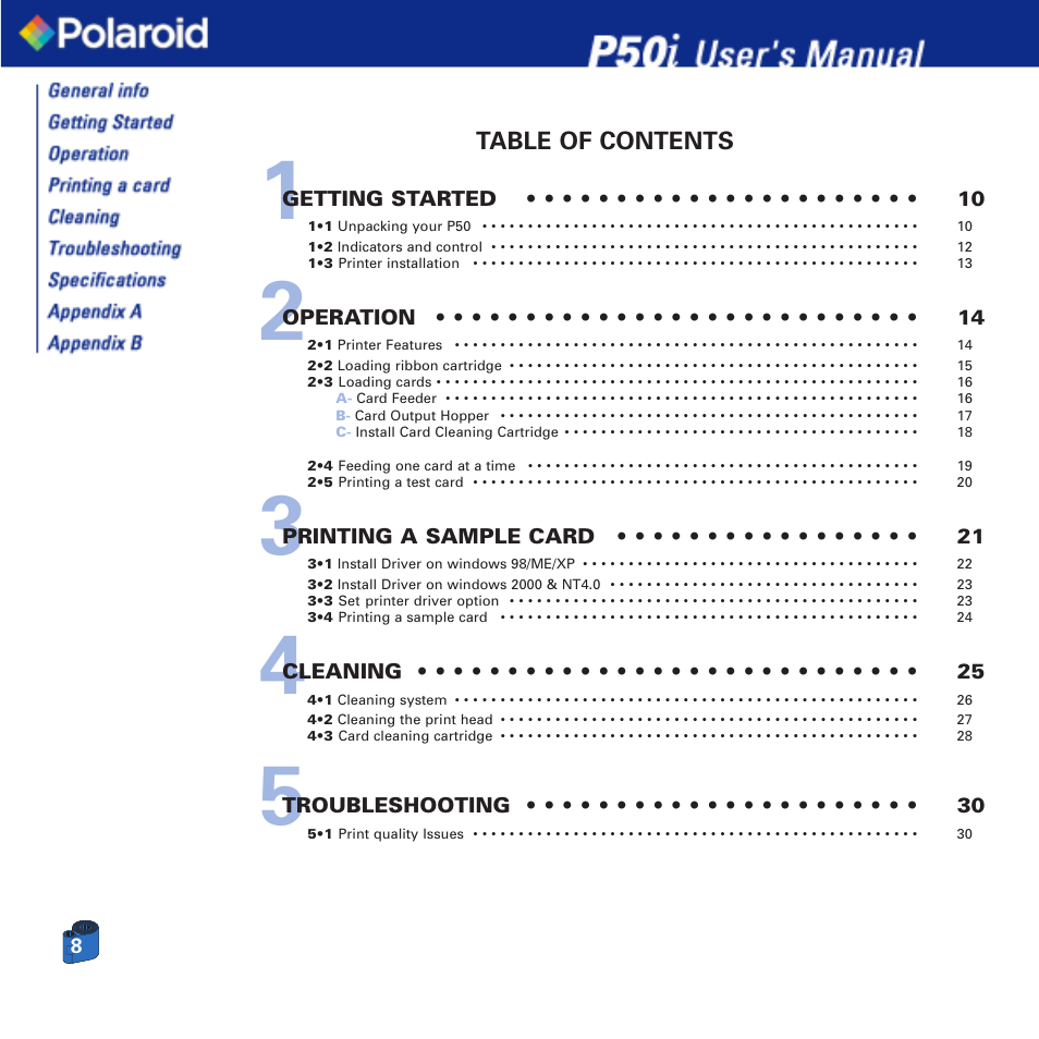 Polaroid Printer P50i User Manual | Page 8 / 42