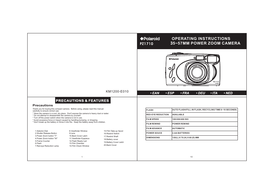 Polaroid KM1200-E010 User Manual | 18 pages