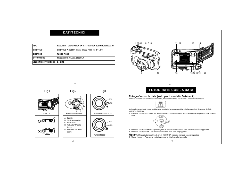 Fig2 fig3 fig1, Dati tecnici fotografie con la data, Nota | Polaroid KM1200-E010 User Manual | Page 14 / 18