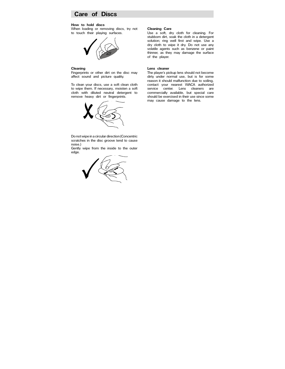 Care of discs | Polaroid PDV-0744M User Manual | Page 25 / 29