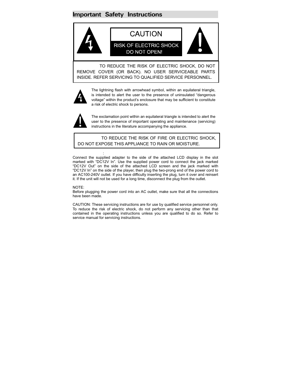 Important safety instructions | Polaroid PDV-0744M User Manual | Page 3 / 29