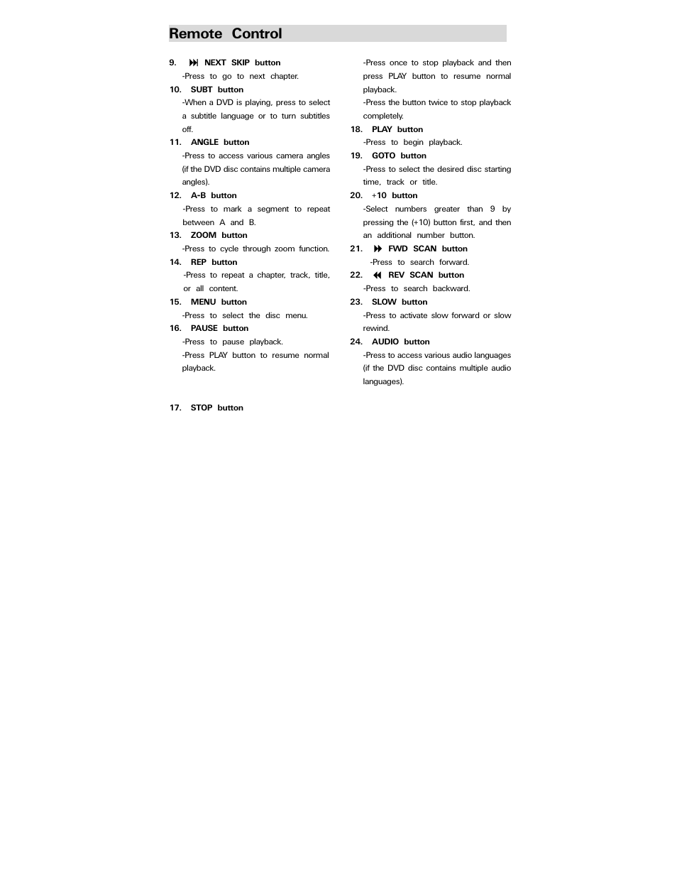 Remote control | Polaroid PDV-0744M User Manual | Page 9 / 29