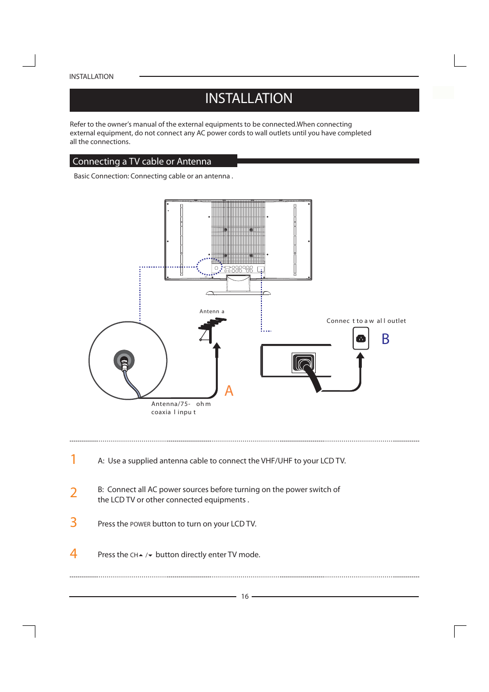 Installation | Polaroid FLM-1911 User Manual | Page 17 / 31