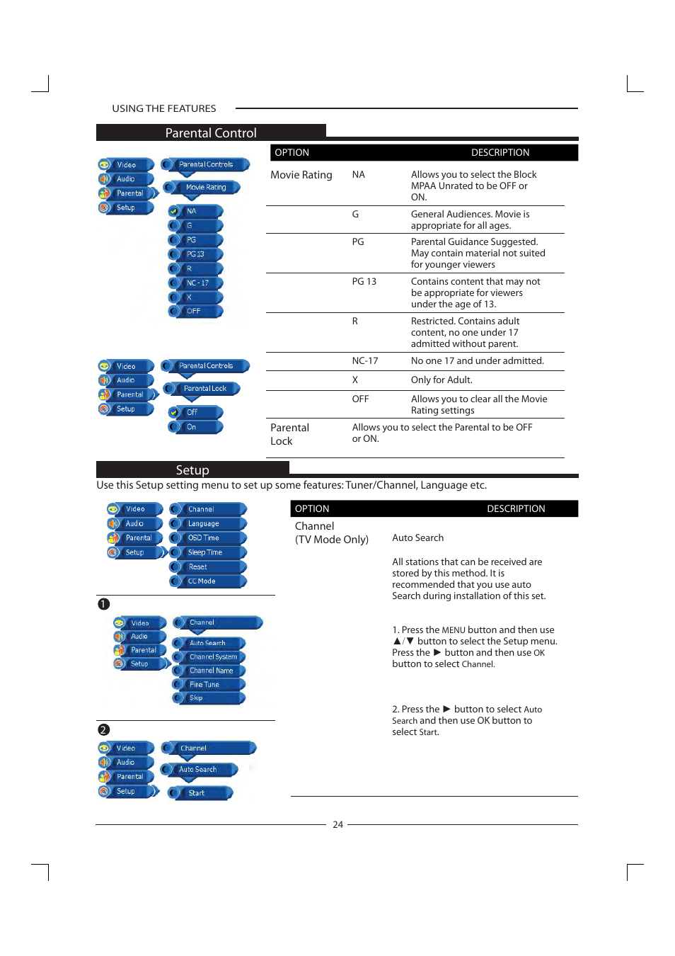 Parental control setup | Polaroid FLM-1911 User Manual | Page 25 / 31