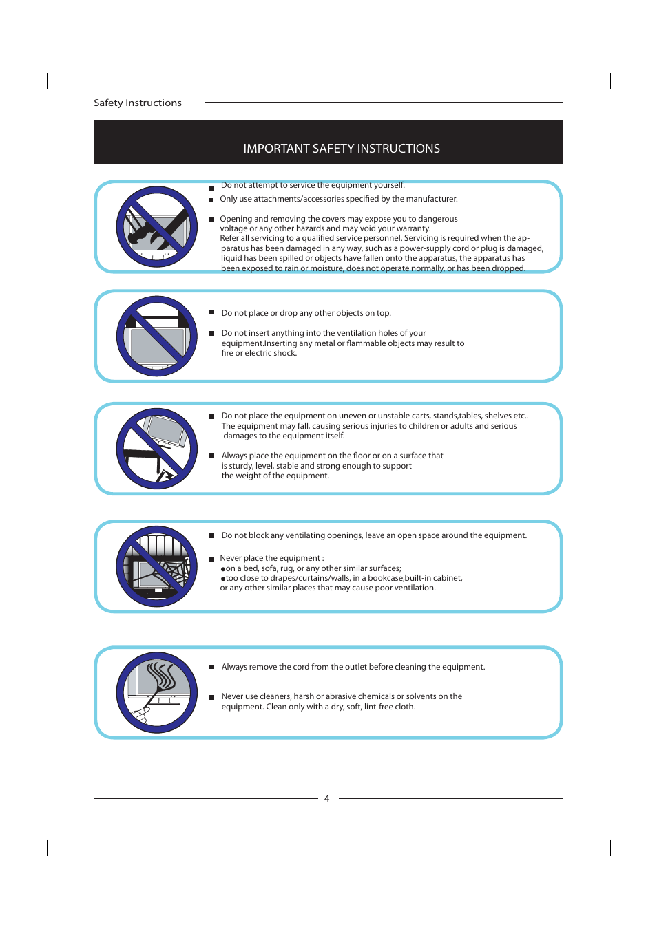Important safety instructions | Polaroid FLM-1911 User Manual | Page 5 / 31
