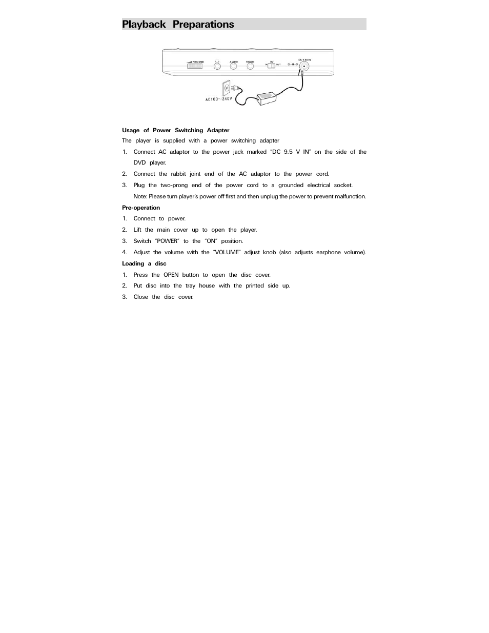 Playback preparations | Polaroid PDV-077PT User Manual | Page 13 / 28