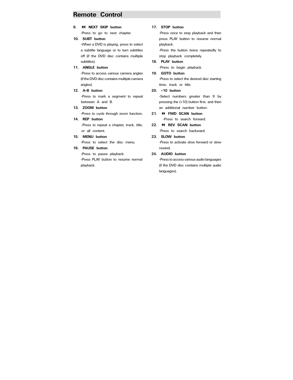 Remote control | Polaroid PDV-077PT User Manual | Page 9 / 28