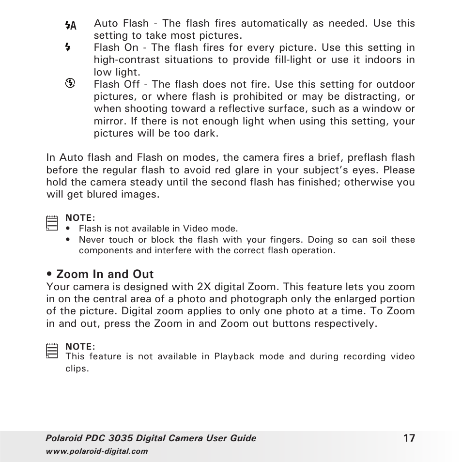 Zoom in and out | Polaroid PDC 3035 User Manual | Page 17 / 49