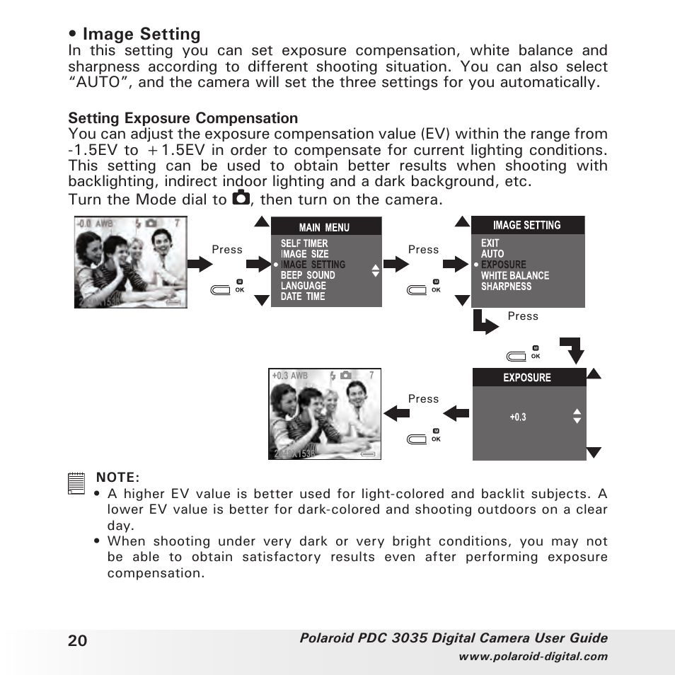 Image setting | Polaroid PDC 3035 User Manual | Page 20 / 49