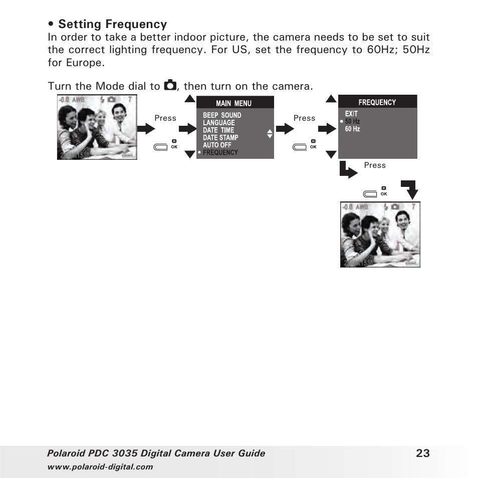 Setting frequency | Polaroid PDC 3035 User Manual | Page 23 / 49