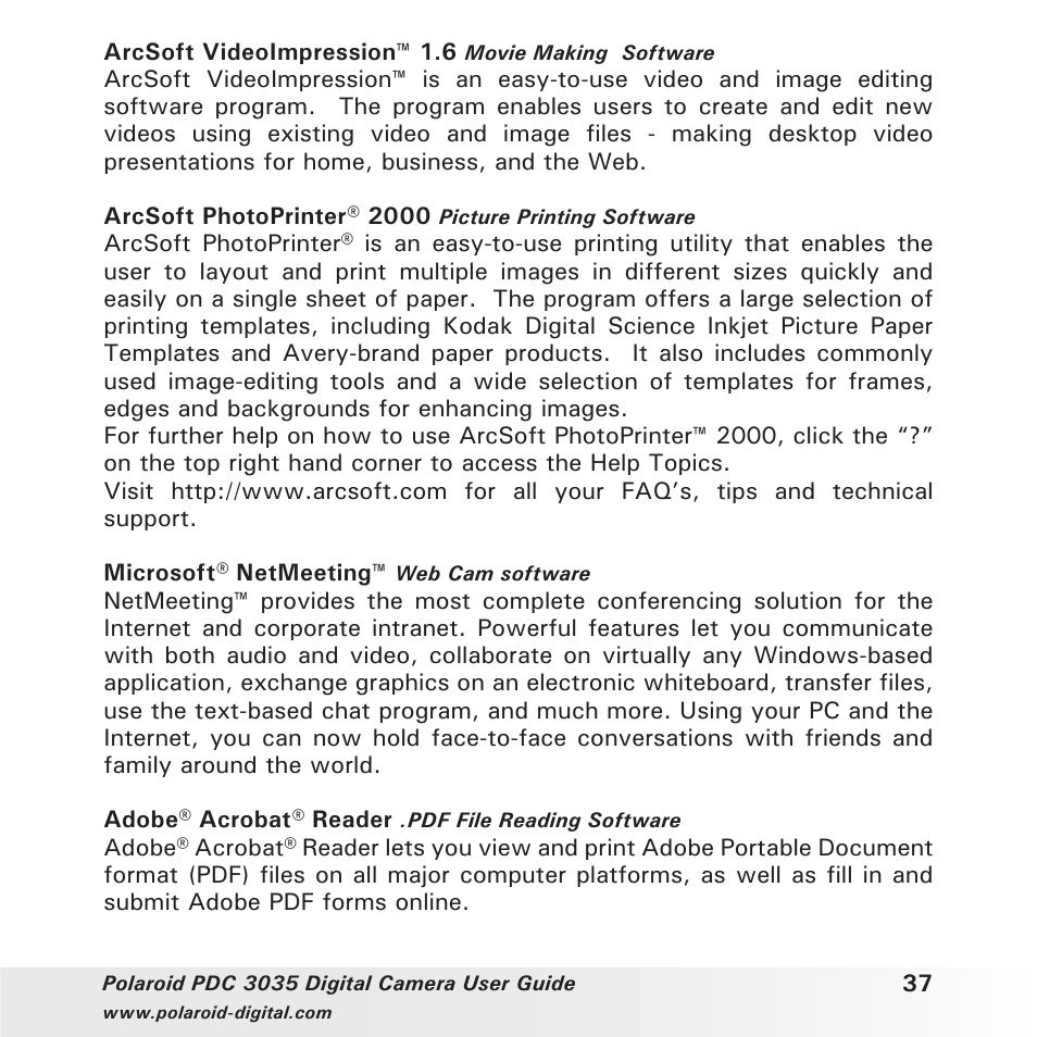 Polaroid PDC 3035 User Manual | Page 37 / 49