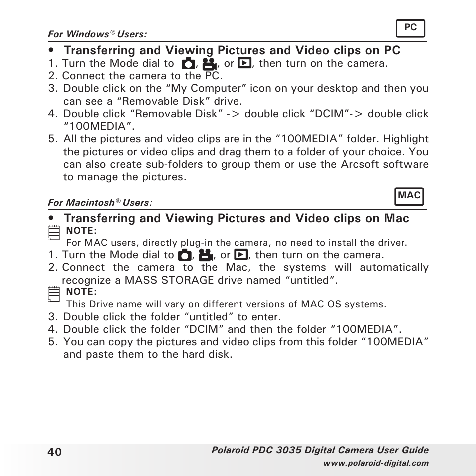 Polaroid PDC 3035 User Manual | Page 40 / 49