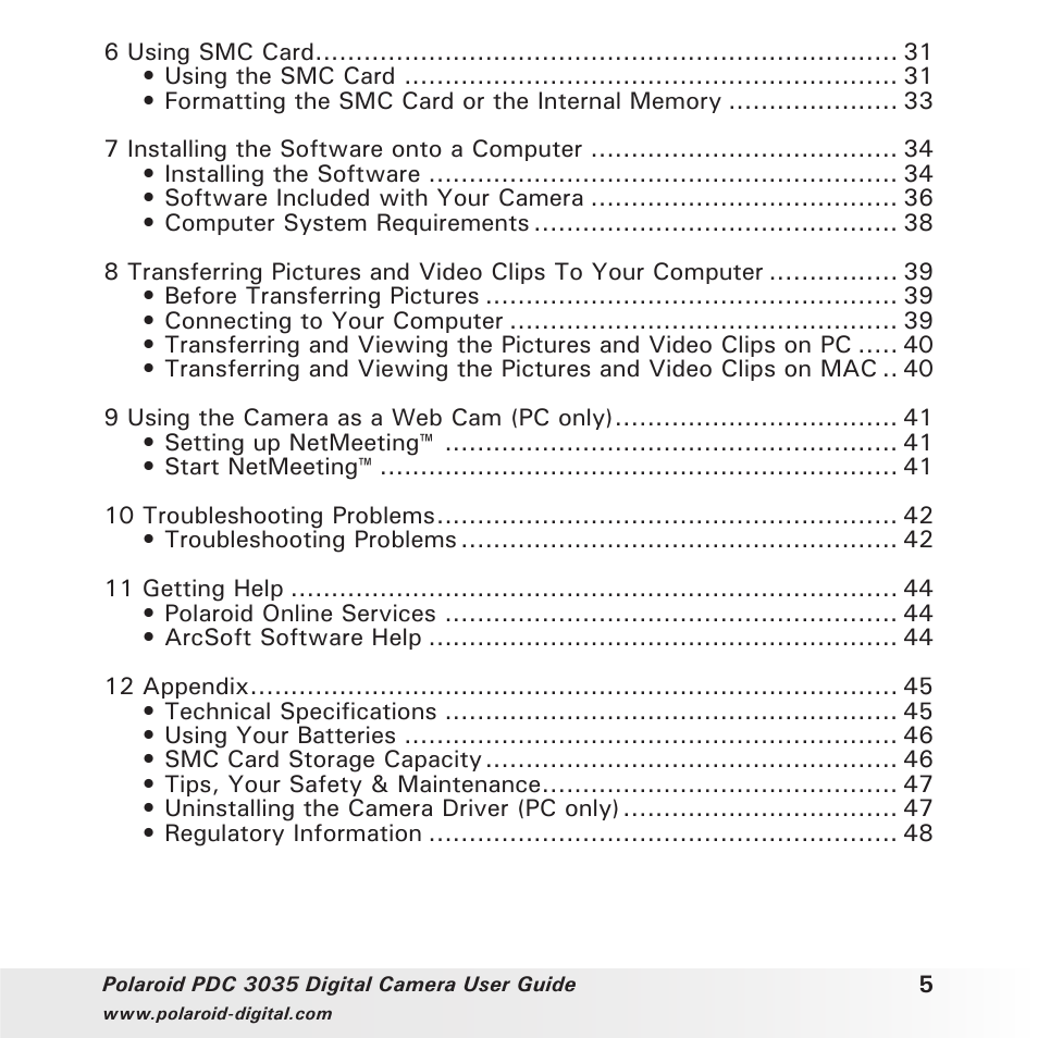 Polaroid PDC 3035 User Manual | Page 5 / 49