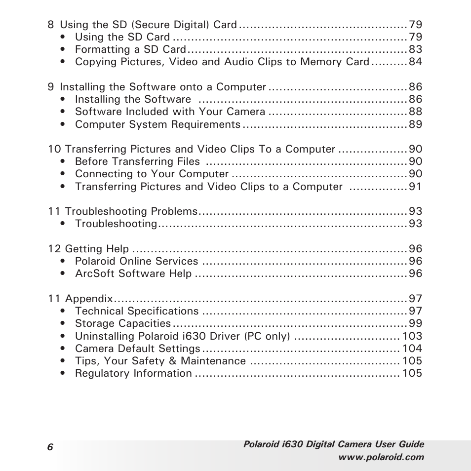 Polaroid i630 User Manual | Page 6 / 106