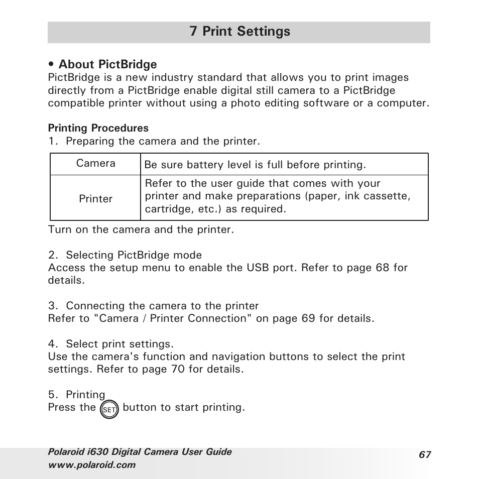 7 print settings | Polaroid i630 User Manual | Page 67 / 106