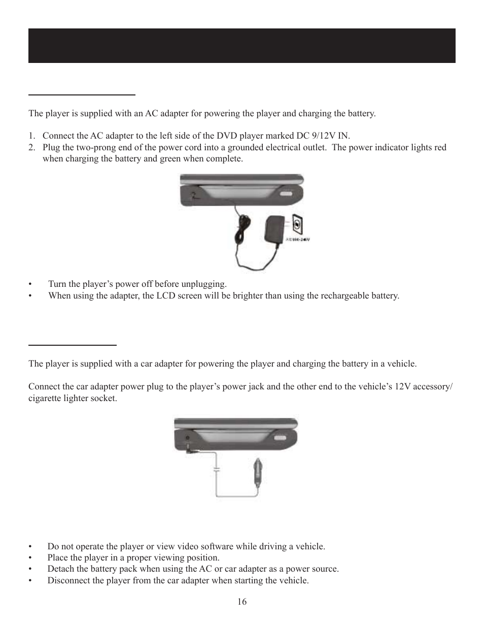 Power supply, Using the ac adapter | Polaroid DPA-07041S User Manual | Page 16 / 34