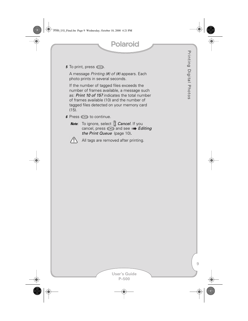 Polaroid P-500 User Manual | Page 11 / 21