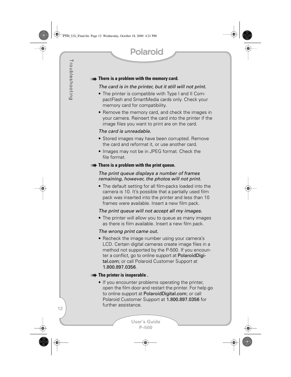 Polaroid P-500 User Manual | Page 14 / 21
