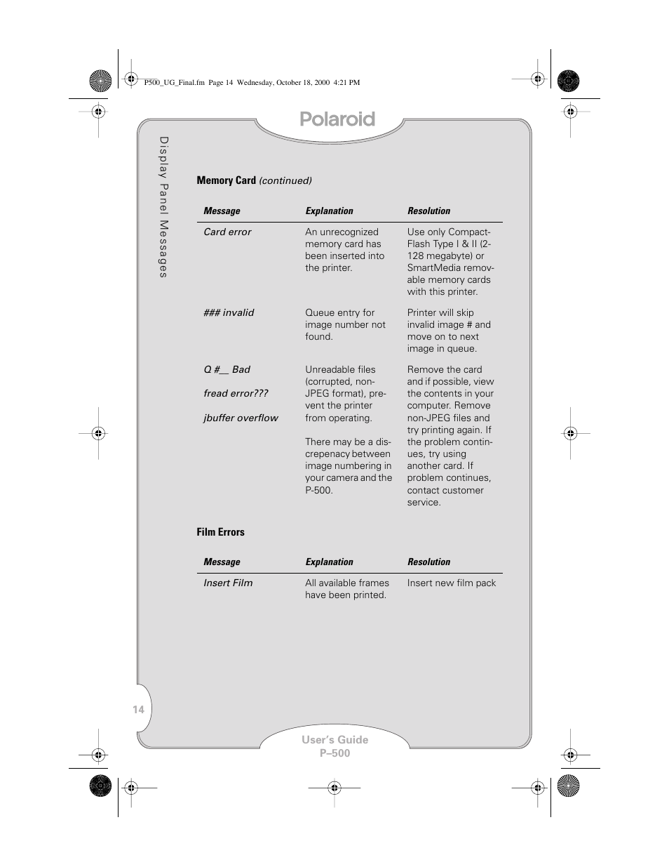 Polaroid P-500 User Manual | Page 16 / 21