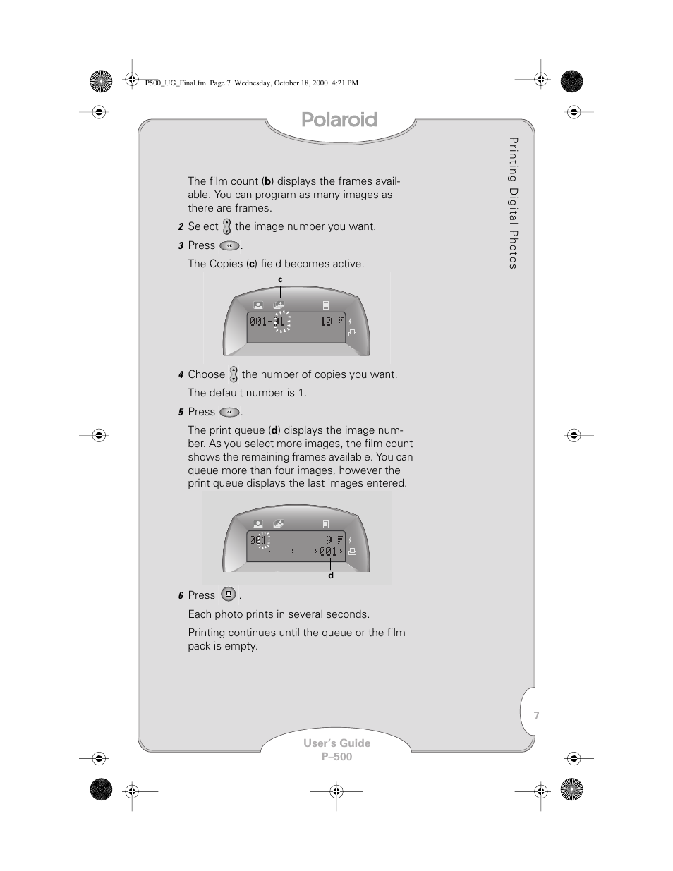 Polaroid P-500 User Manual | Page 9 / 21
